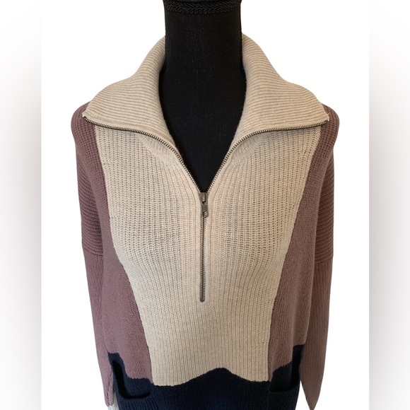 Madewell Glenbrook Half-Zip Pullover Sweater in Colorblock Women’s Size Large - Picture 5 of 10
